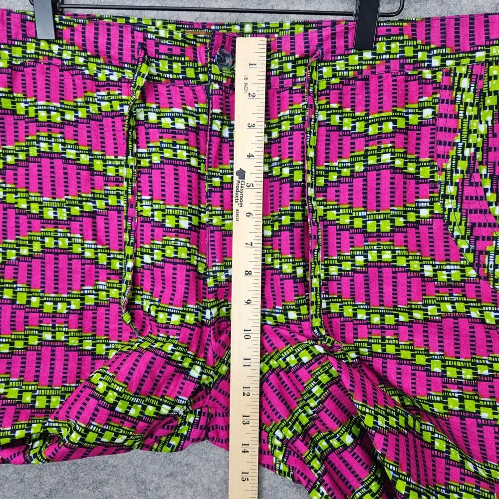 NEW Nallem Shorts Men's XL Pink Green Geometric Ankara Print African Fashion NWT